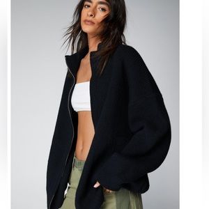 ✨NWT NASTY GAL PREMIUM ZIP UP OVERSIZED FUNNEL NECK SWEATER✨